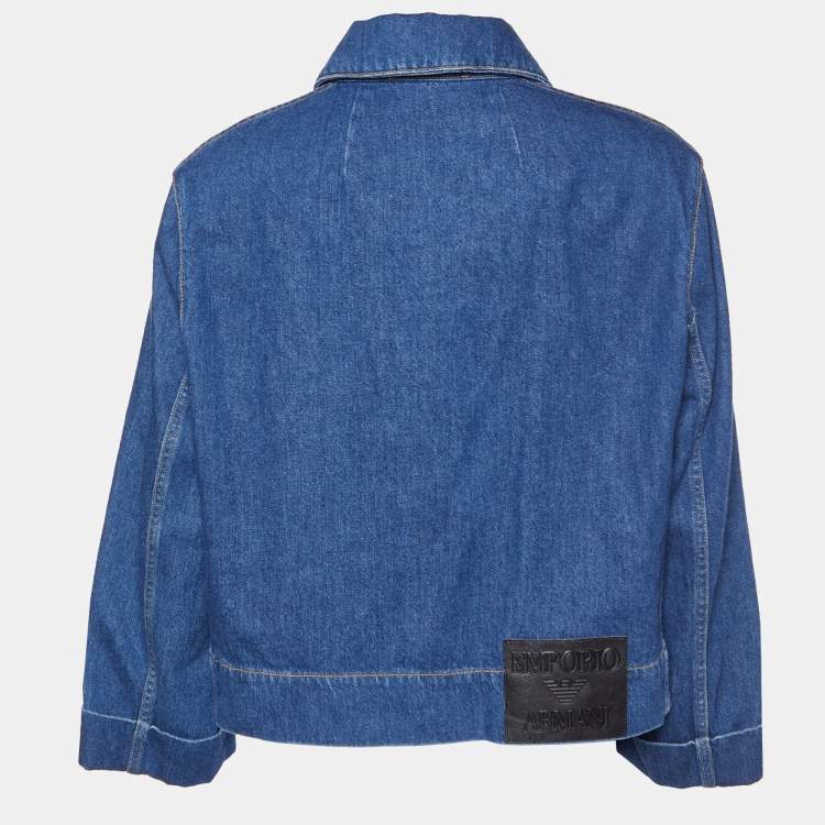 Pre Owned Emporio Armani Blue Denim Button Front Jacket S