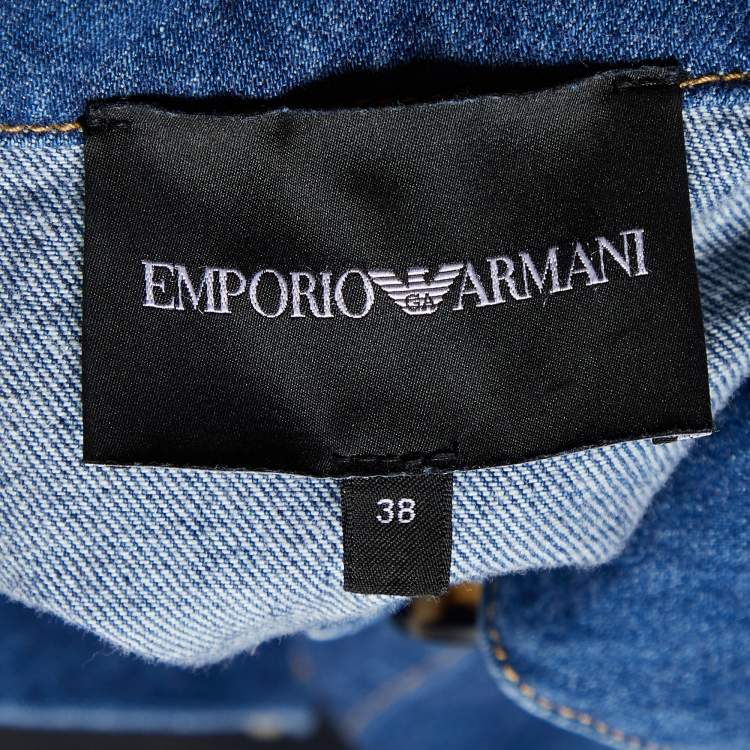 Pre Owned Emporio Armani Blue Denim Button Front Jacket S