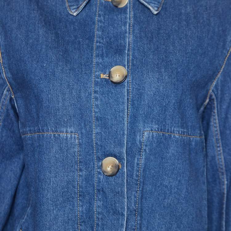 Pre Owned Emporio Armani Blue Denim Button Front Jacket S