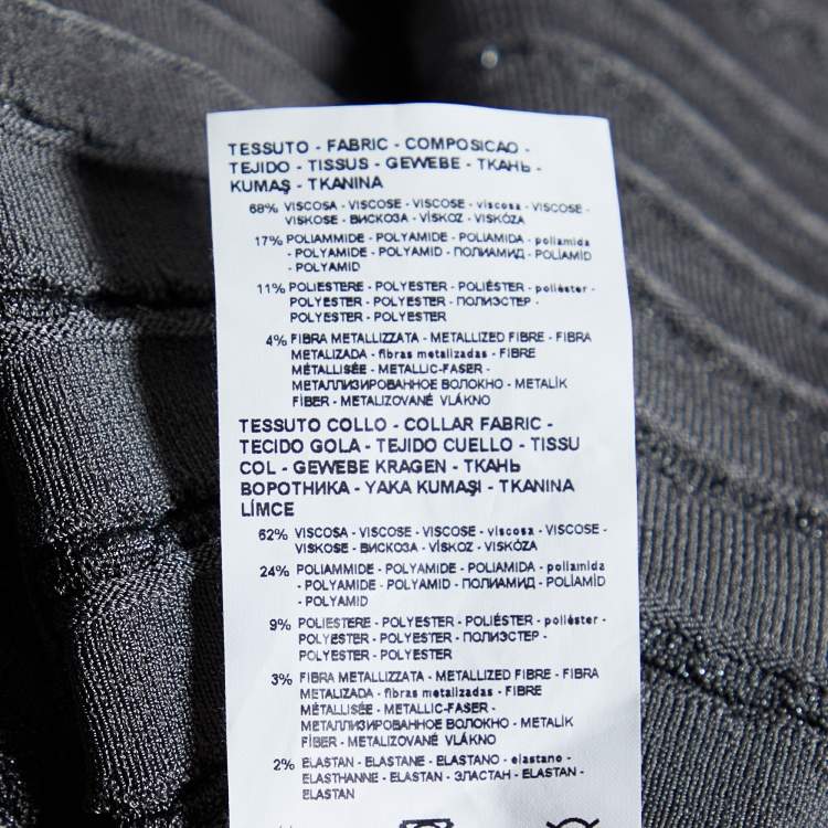 Pre Owned Emporio Armani Charcoal Grey Lurex Knit Crossover Detail Midi Dress S