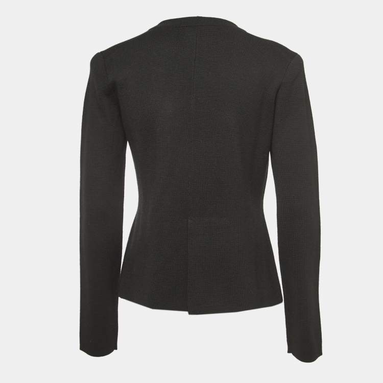 Pre Owned Emporio Armani Black Wool Double Breasted Sweater M