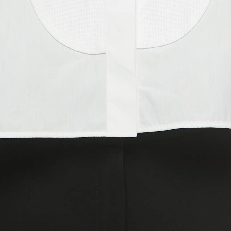 Pre Owned Emporio Armani White/Black Cotton & Crepe Pant Shirt Set M