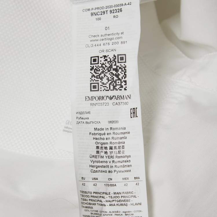 Pre Owned Emporio Armani White/Black Cotton & Crepe Pant Shirt Set M