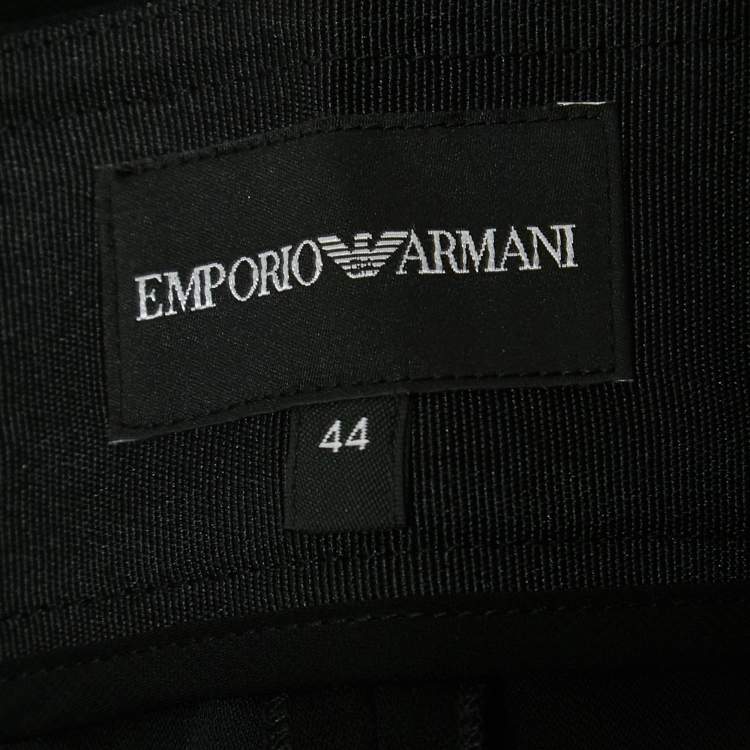 Pre Owned Emporio Armani White/Black Cotton & Crepe Pant Shirt Set M