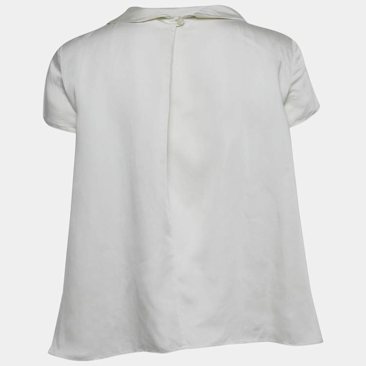 Pre Owned Emporio Armani White Silk-Blend Top S
