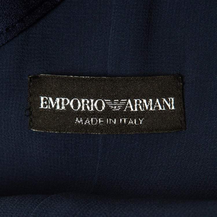 Pre Owned Emporio Armani Navy Blue Crepe One Shoulder Maxi Dress M