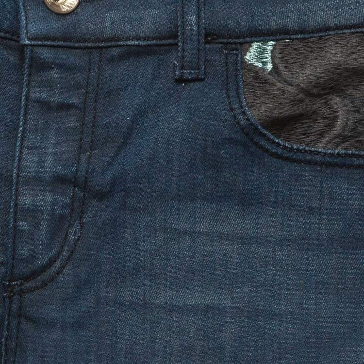 Pre Owned Emporio Armani Dark Blue Pocket Detailed Dakota Jeans M Waist 28"