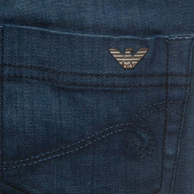 Pre Owned Emporio Armani Dark Blue Pocket Detailed Dakota Jeans M Waist 28"