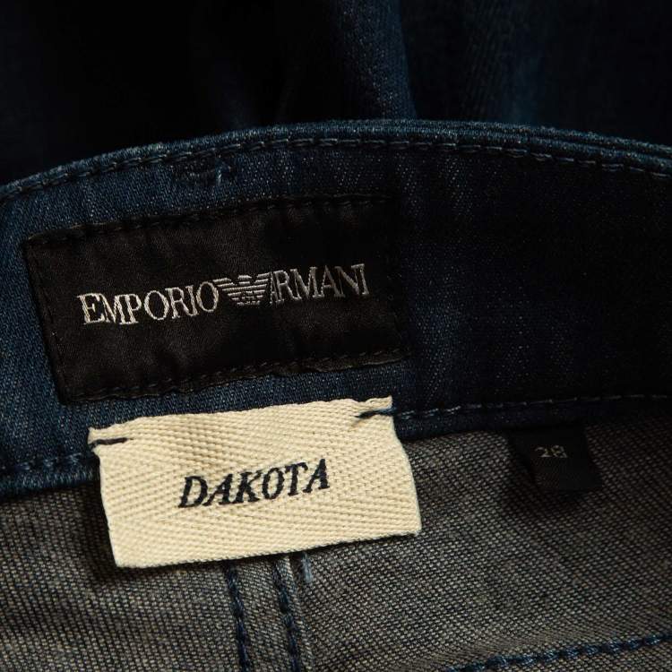 Pre Owned Emporio Armani Dark Blue Pocket Detailed Dakota Jeans M Waist 28"