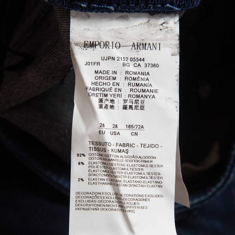 Pre Owned Emporio Armani Dark Blue Pocket Detailed Dakota Jeans M Waist 28"