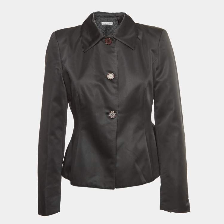 مملوكة مسبقًا Emporio Armani Black Crepe Buttoned Jacket S