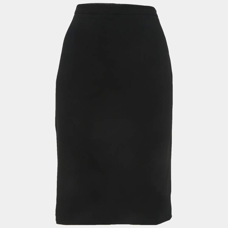 Pre Owned Emporio Armani Black Wool Pencil Skirt M