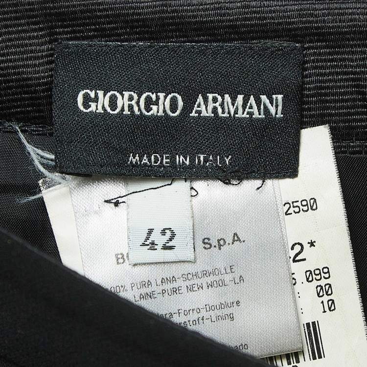 Pre Owned Emporio Armani Black Wool Pencil Skirt M