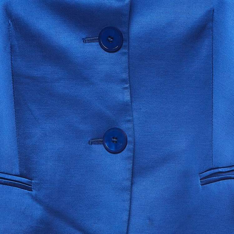 Pre Owned Emporio Armani Blue Crepe Single Breasted Blazer M 