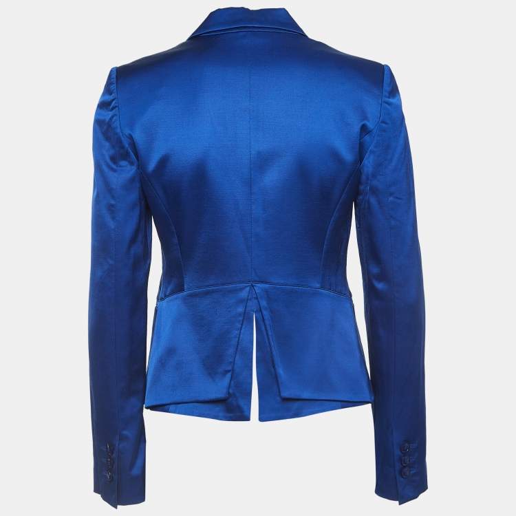 Pre Owned Emporio Armani Blue Crepe Single Breasted Blazer M 