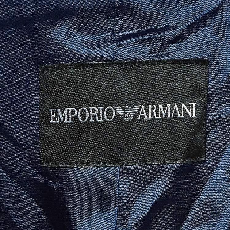 Pre Owned Emporio Armani Blue Crepe Single Breasted Blazer M 