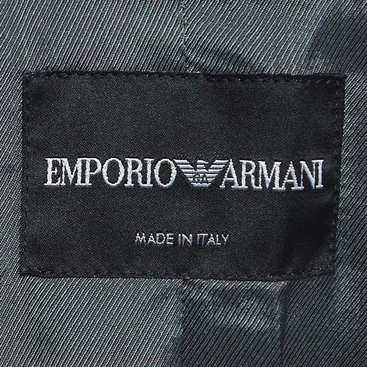 Pre Owned Emporio Armani Grey Crepe Blazer Skirt Suit M/L