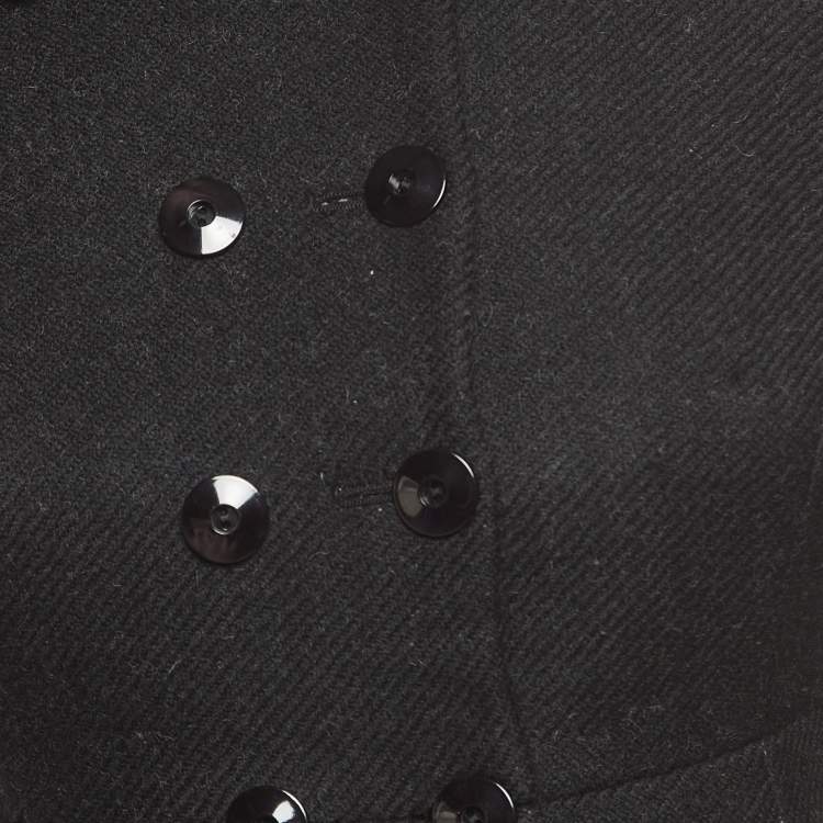 Pre Owned Emporio Armani Black Wool Double Breasted Coat XS