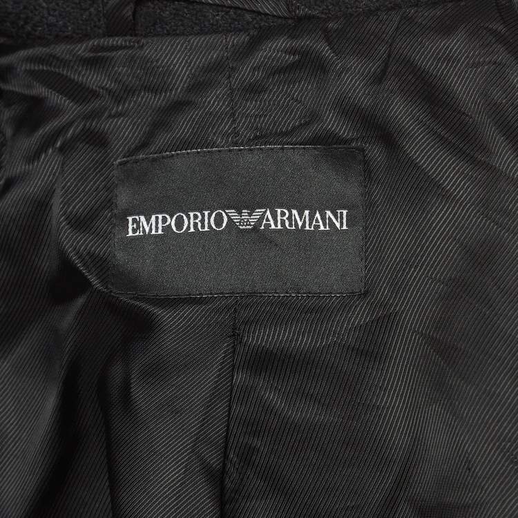 Pre Owned Emporio Armani Black Wool Double Breasted Coat XS