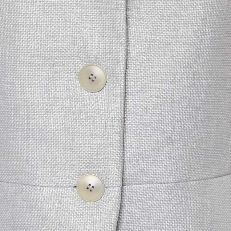 Pre Owned Emporio Armani Grey Nylon Single Breasted Blazer & Skirt Set M