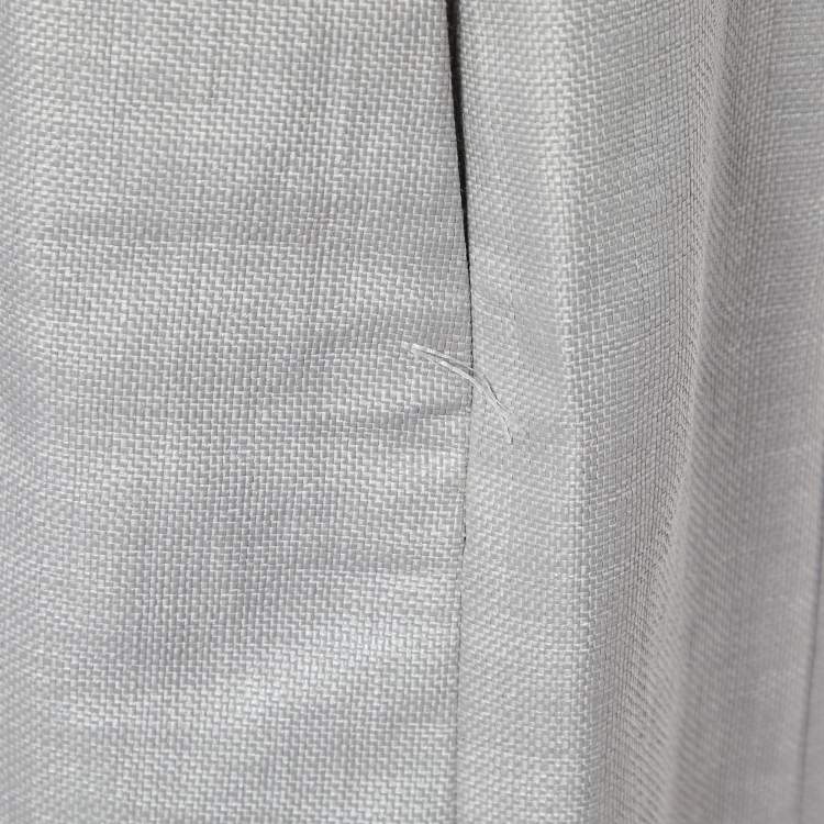 Pre Owned Emporio Armani Grey Nylon Single Breasted Blazer & Skirt Set M