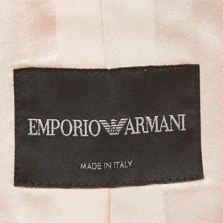 Pre Owned Emporio Armani Pink Wool Blend Buttoned Peplum Blouse S