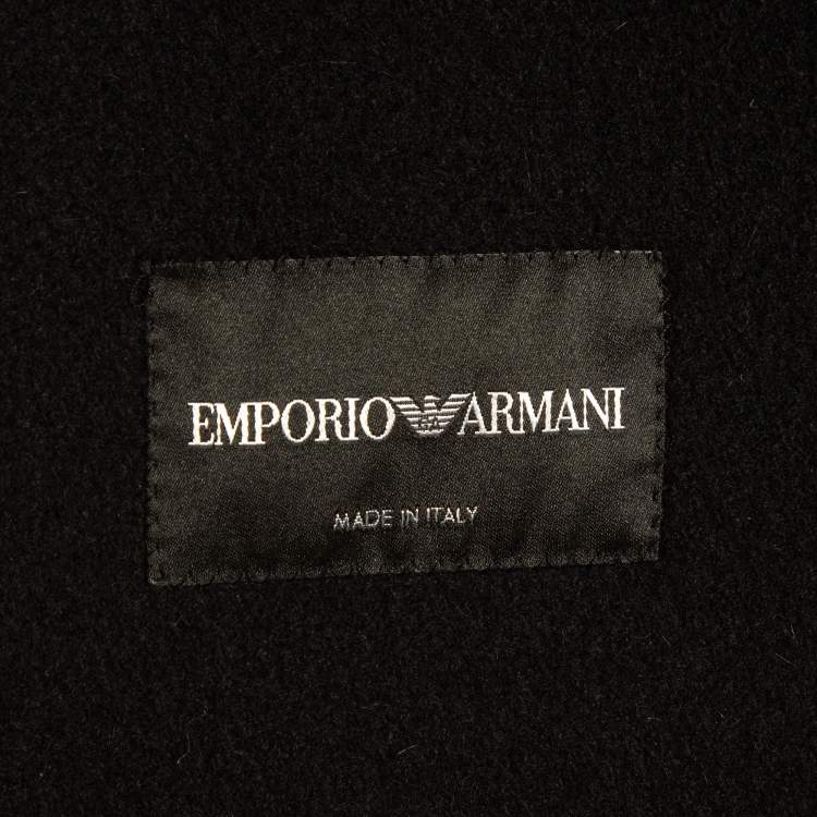 Pre Owned Emporio Armani Black Patterned Wool & Mohair Vest L