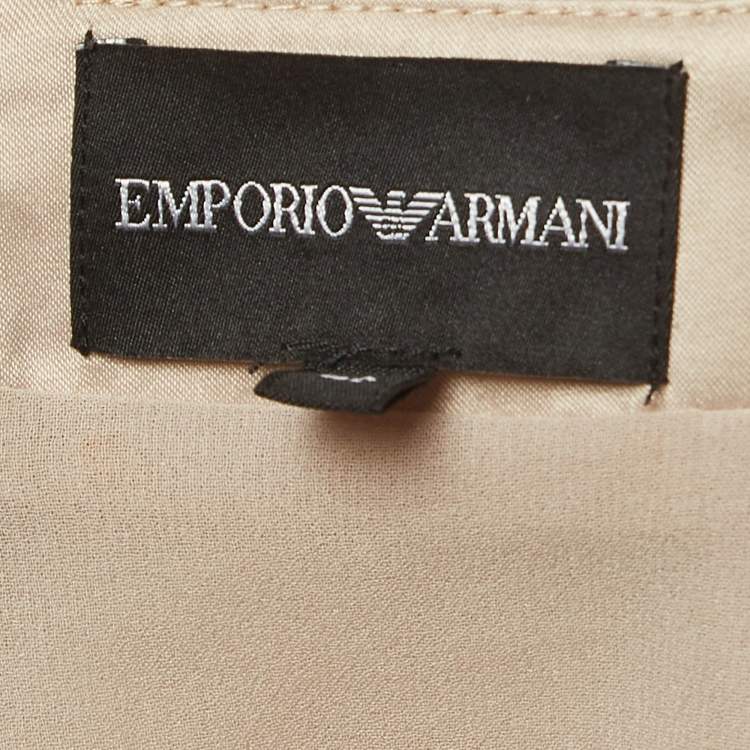 Pre Owned Emporio Armani Gold Sequin Pencil Skirt S