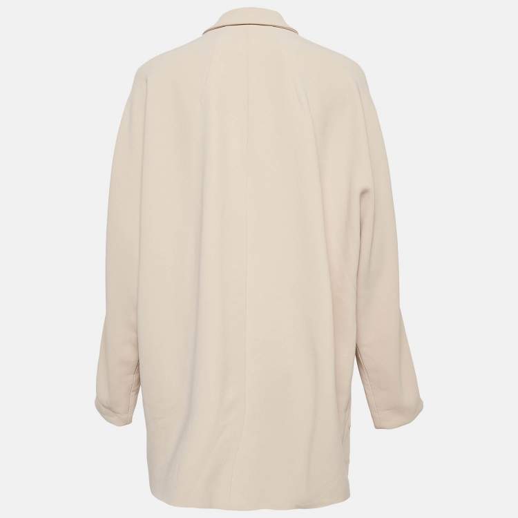 Pre Owned Emporio Armani Beige Crepe Single Breasted Coat M