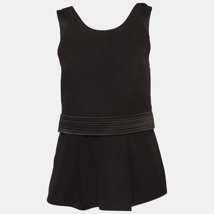 Pre Owned Emporio Armani Black Knit Sleeveless Top S