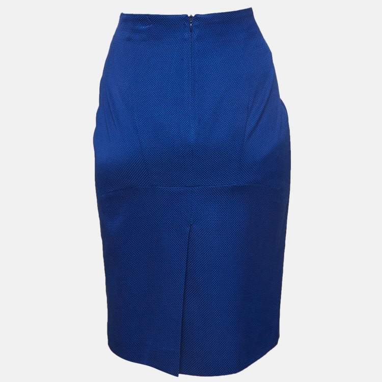 Pre Owned Emporio Armani Blue Canvas Pencil Skirt M