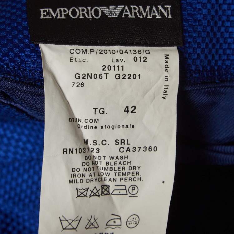 Pre Owned Emporio Armani Blue Canvas Pencil Skirt M