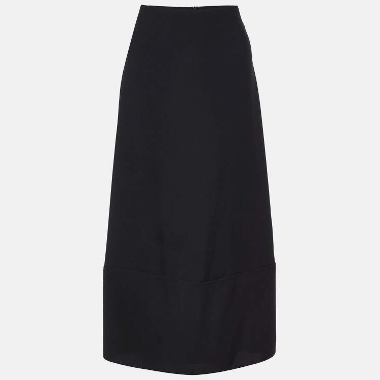 Pre Owned Emporio Armani Black Crepe Long Skirt L