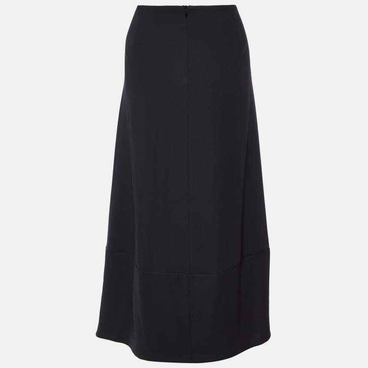 Pre Owned Emporio Armani Black Crepe Long Skirt L