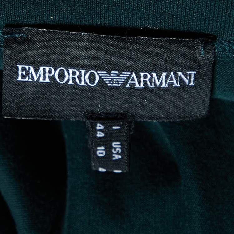 Pre Owned Emporio Armani Green Logo Print Cotton Crew Neck T-Shirt M