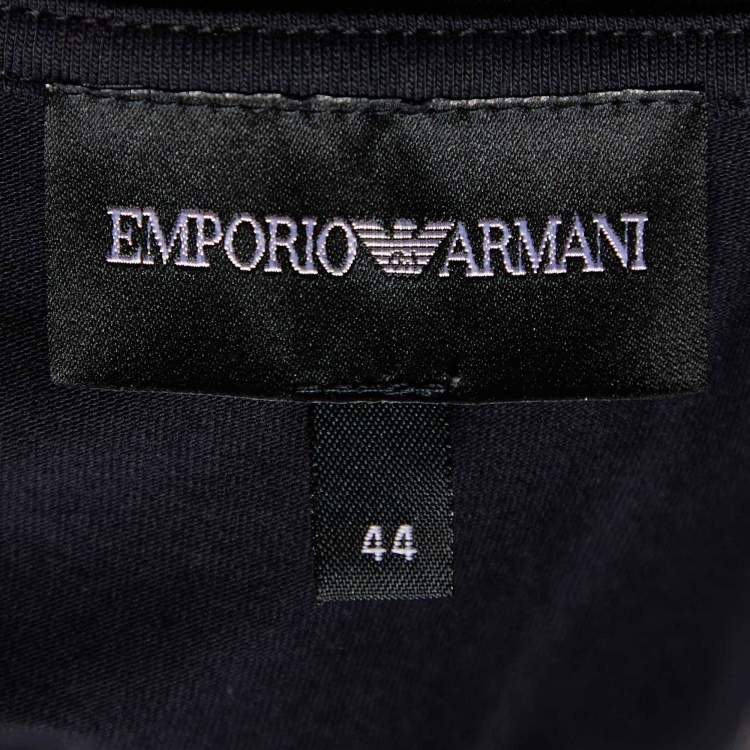 Pre Owned Emporio Armani Black Embellished Cotton Crew Neck T-Shirt M 
