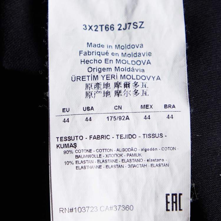Pre Owned Emporio Armani Black Embellished Cotton Crew Neck T-Shirt M 
