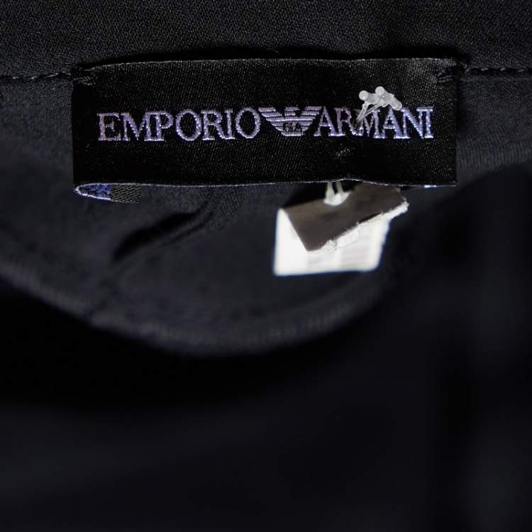 Pre Owned Emporio Armani Black Silk Shirt Blouse L