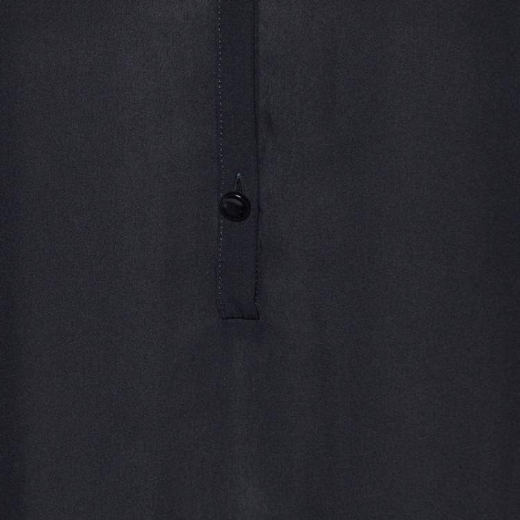 Pre Owned Emporio Armani Black Silk Shirt Blouse L