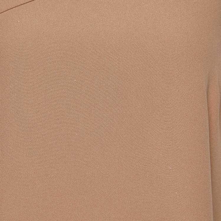 Pre Owned Emporio Armani Beige Crepe One Shoulder Top S