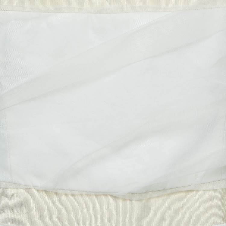 Pre Owned Emporio Armani Off White Tulle Ruched Halter Neck Mini Dress S