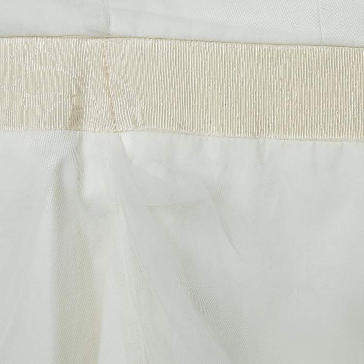 Pre Owned Emporio Armani Off White Tulle Ruched Halter Neck Mini Dress S
