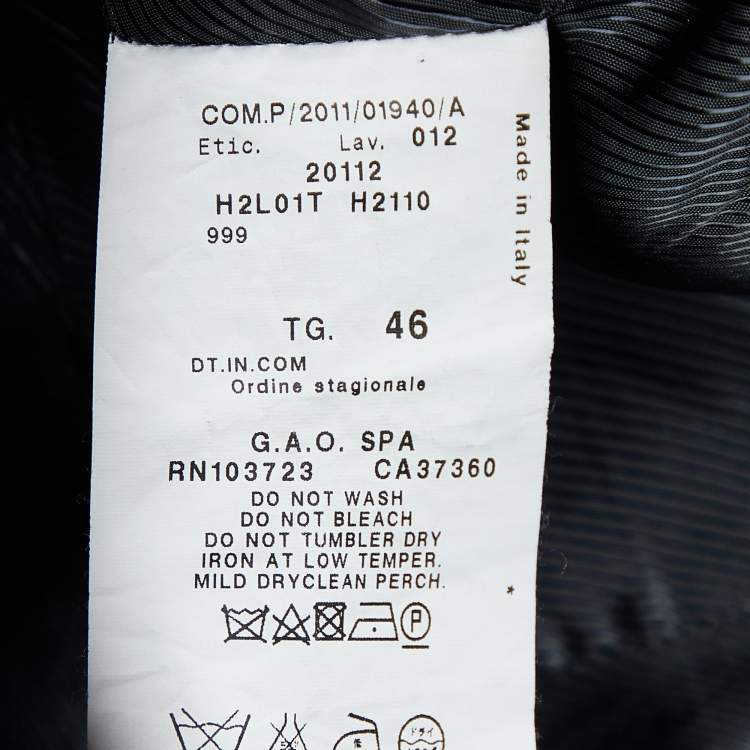 Pre Owned Emporio Armani Monochrome Wool Blend Belted Coat L
