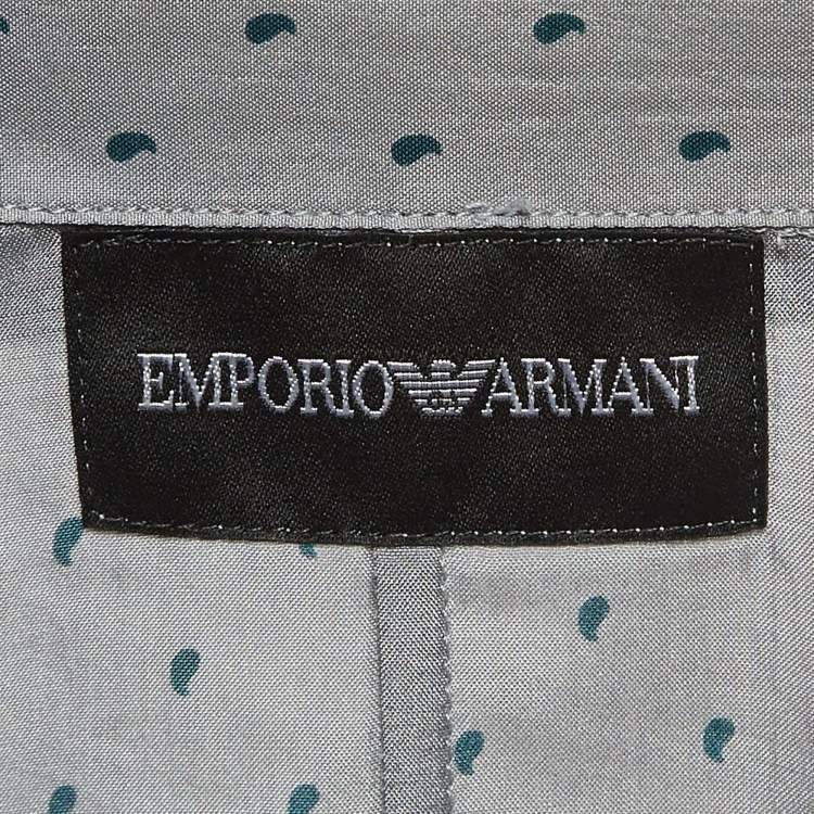 Pre Owned Emporio Armani Grey Paisley Print Silk Shirt S