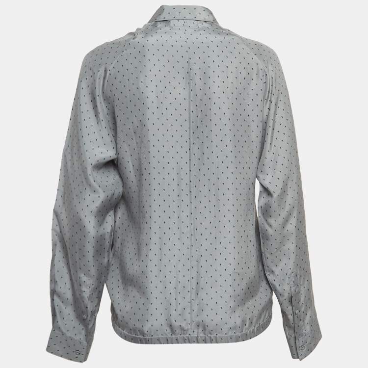 Pre Owned Emporio Armani Grey Paisley Print Silk Shirt S