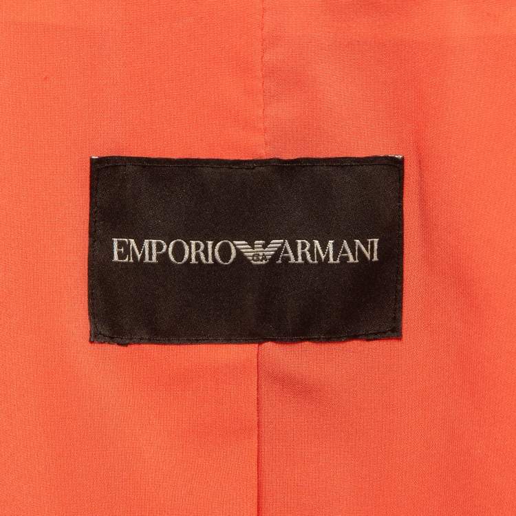 Pre Owned Emporio Armani Coral Pink Textured Stretch Crepe Blazer S