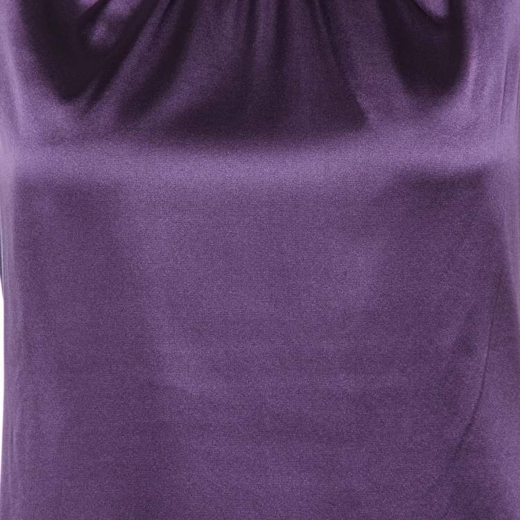 Pre Owned Emporio Armani Purple Silk Satin Sleeveless Top S