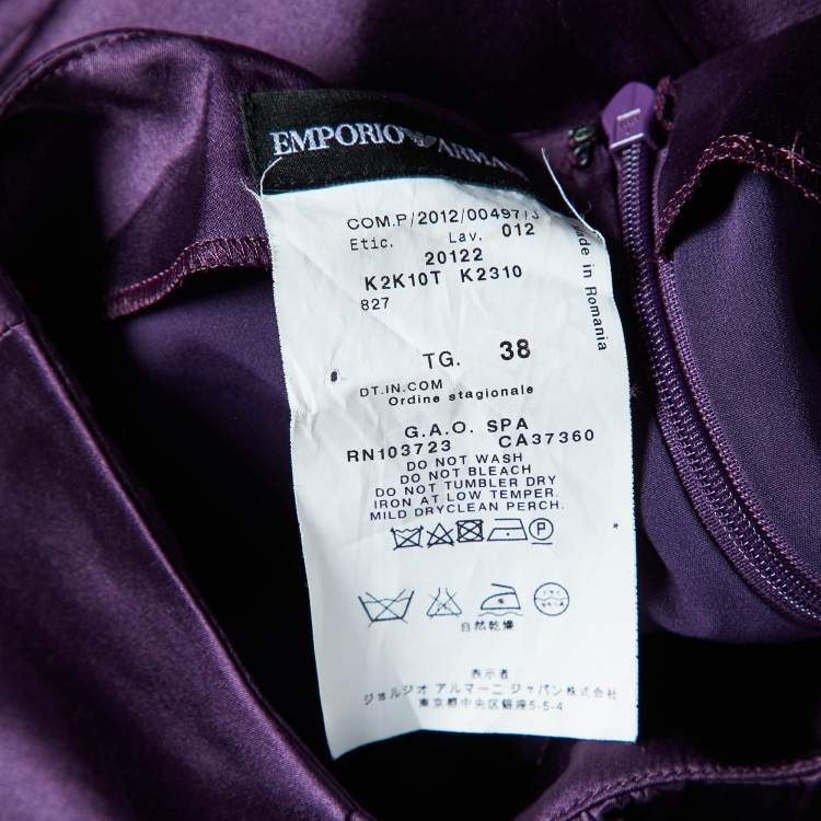 Pre Owned Emporio Armani Purple Silk Satin Sleeveless Top S