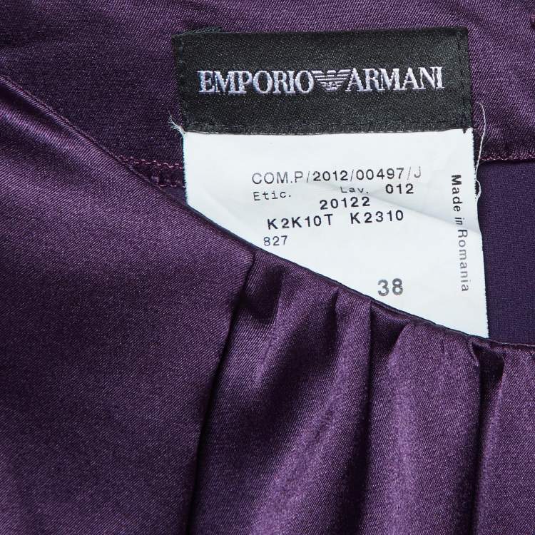 Pre Owned Emporio Armani Purple Silk Satin Sleeveless Top S