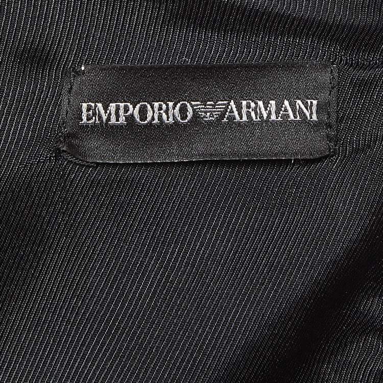 Pre Owned Emporio Armani Black/Grey Knit Mini Dress S